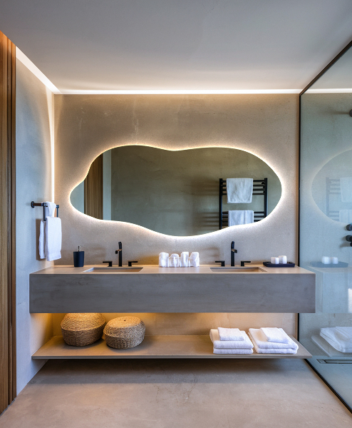 Unusual shaped led light mirror 35x80 cm