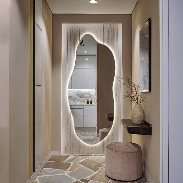 Unusual shaped led light mirror 35x80 cm