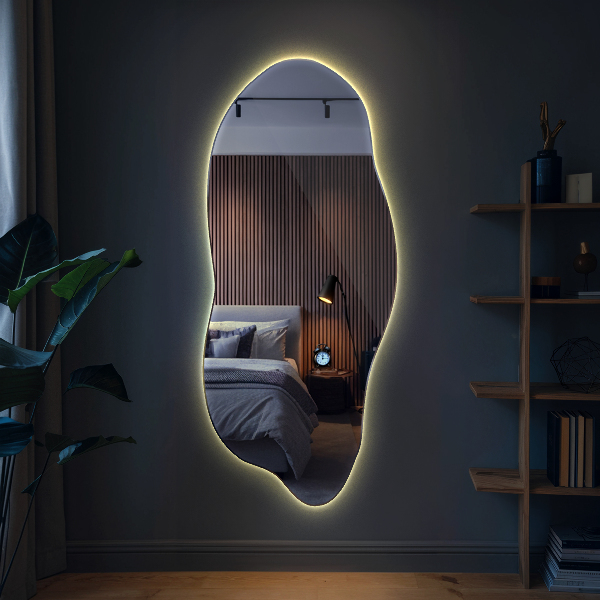 Unusual shaped led light mirror 35x80 cm
