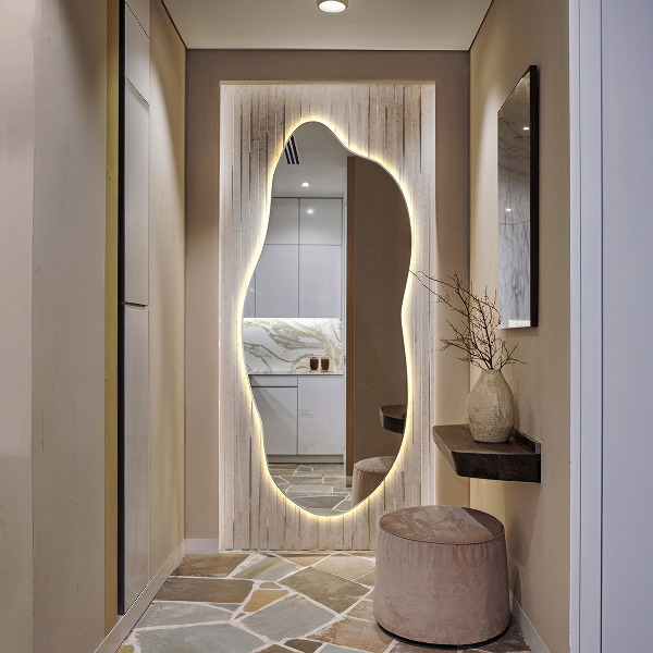 Unusual shaped led light mirror 35x80 cm