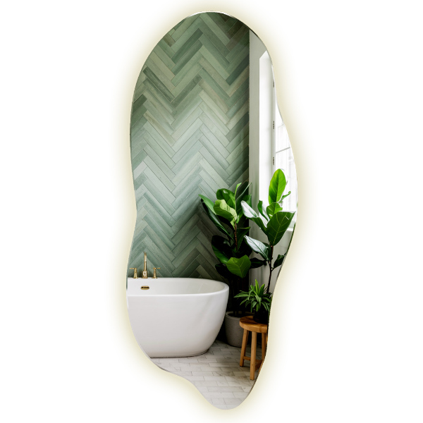 Unusual shaped led light mirror 35x80 cm