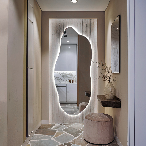 Unusual shaped led light mirror 40x90 cm