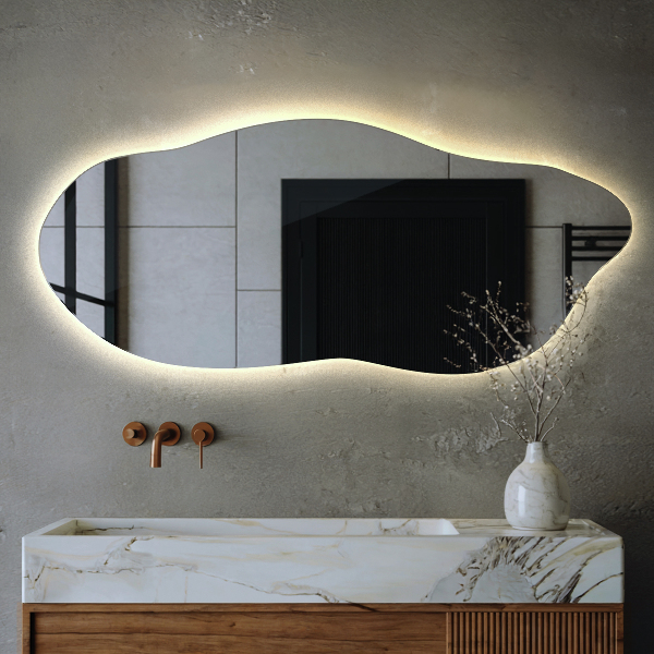 Unusual shaped led light mirror 40x90 cm
