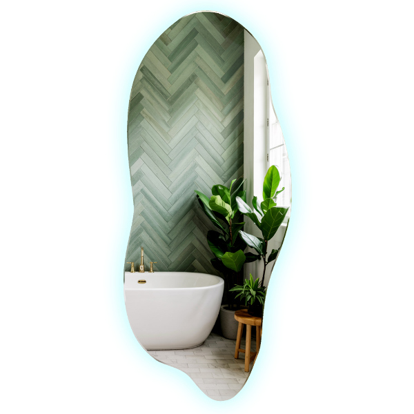 Unusual shaped led light mirror 45x100 cm