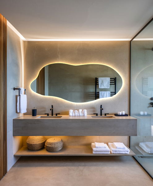 Unusual shaped led light mirror 45x100 cm