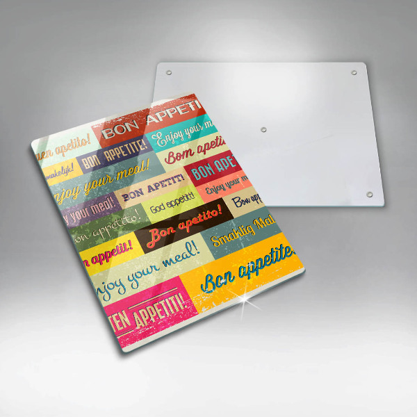 Chopping board glass Enjoy your meal transcriptions