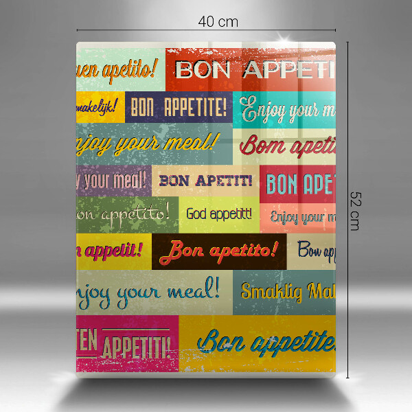 Chopping board glass Enjoy your meal transcriptions