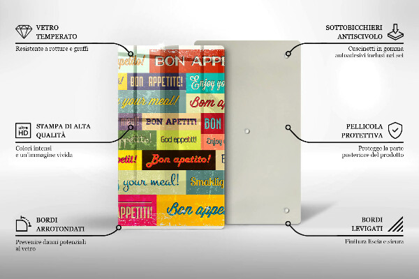 Chopping board glass Enjoy your meal transcriptions