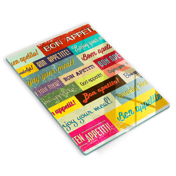 Chopping board glass Enjoy your meal transcriptions