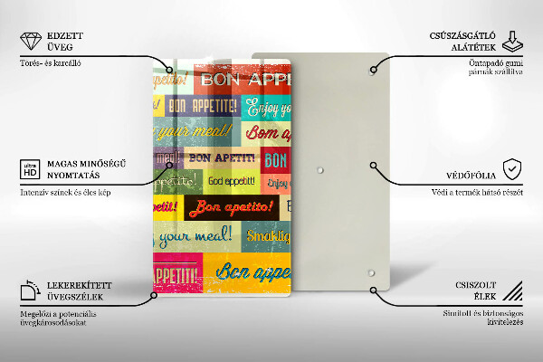 Chopping board glass Enjoy your meal transcriptions