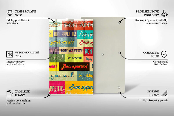 Chopping board glass Enjoy your meal transcriptions
