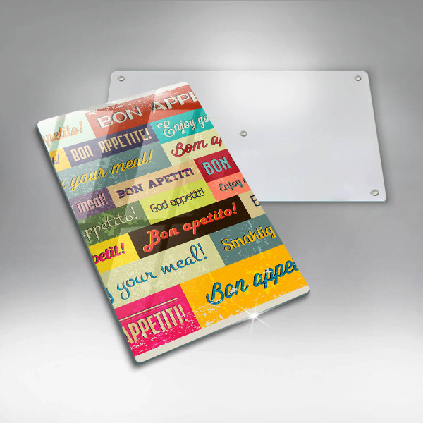 Chopping board glass Enjoy your meal transcriptions