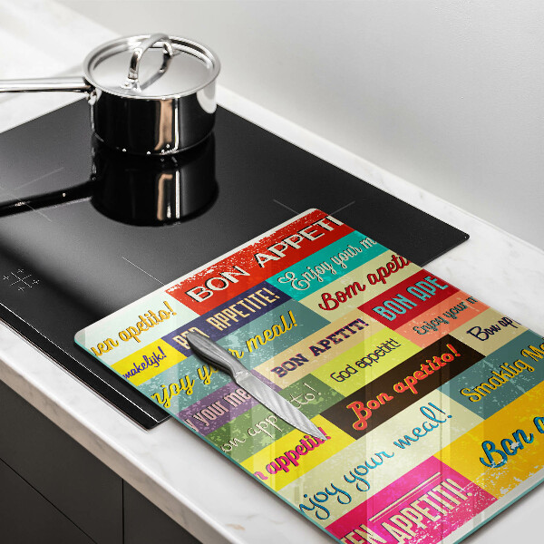 Chopping board glass Enjoy your meal transcriptions