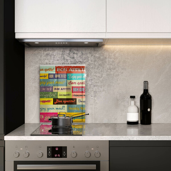 Chopping board glass Enjoy your meal transcriptions