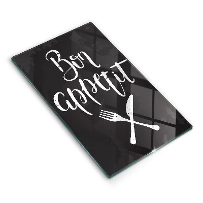 Chopping board glass The inscription Bon Appetit