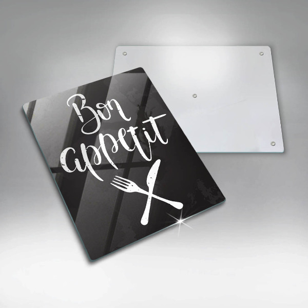 Chopping board glass The inscription Bon Appetit