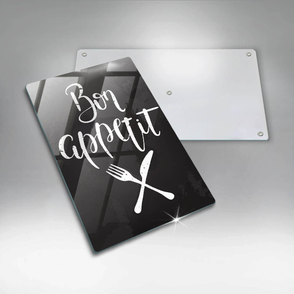 Chopping board glass The inscription Bon Appetit