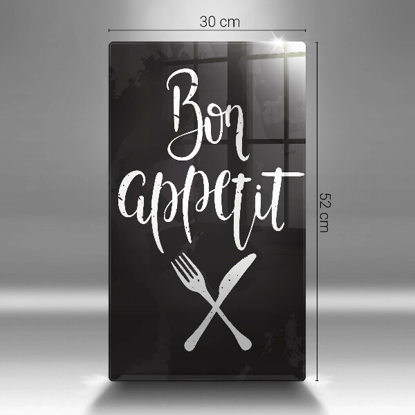 Chopping board glass The inscription Bon Appetit