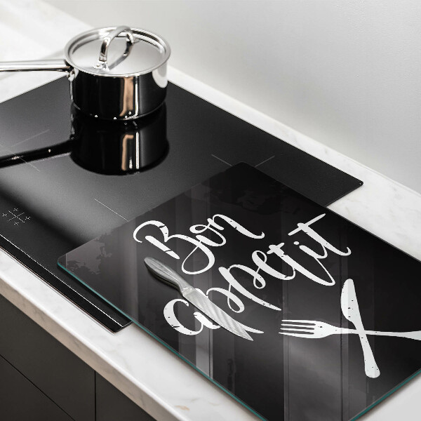Chopping board glass The inscription Bon Appetit