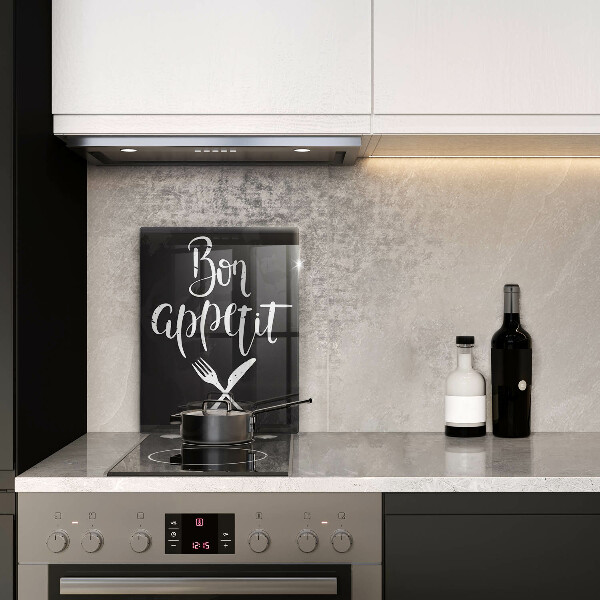 Chopping board glass The inscription Bon Appetit