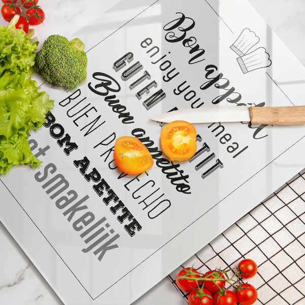 Chopping board glass Kitchen inscription, sentence