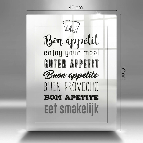 Chopping board glass Kitchen inscription, sentence