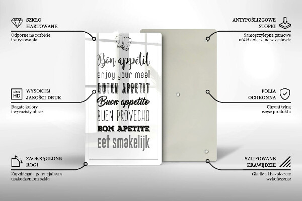 Chopping board glass Kitchen inscription, sentence