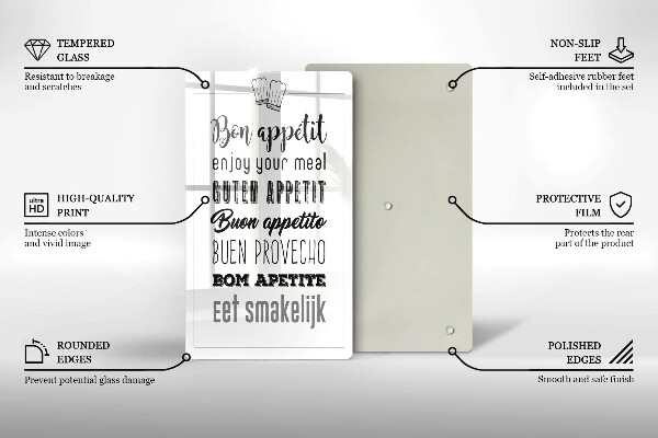 Chopping board glass Kitchen inscription, sentence