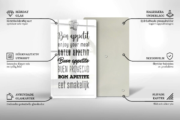 Chopping board glass Kitchen inscription, sentence