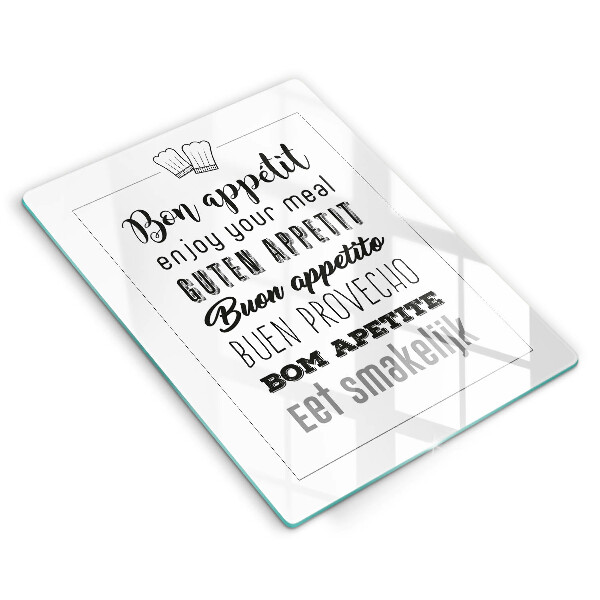 Chopping board glass Kitchen inscription, sentence