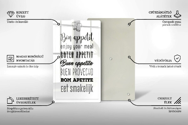 Chopping board glass Kitchen inscription, sentence