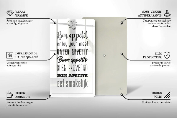 Chopping board glass Kitchen inscription, sentence