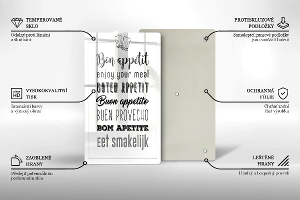 Chopping board glass Kitchen inscription, sentence