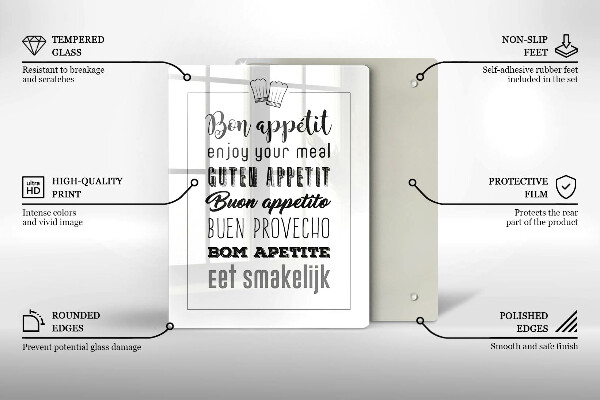 Chopping board glass Kitchen inscription, sentence