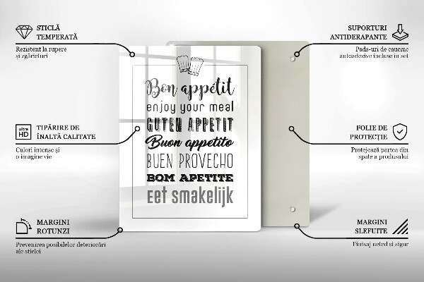 Chopping board glass Kitchen inscription, sentence