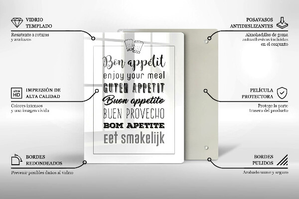 Chopping board glass Kitchen inscription, sentence