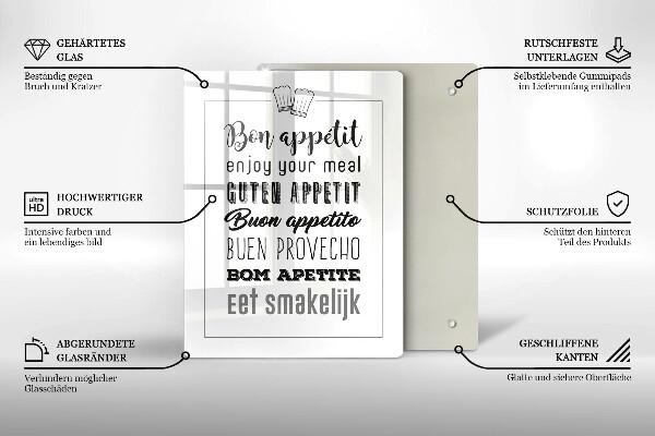 Chopping board glass Kitchen inscription, sentence