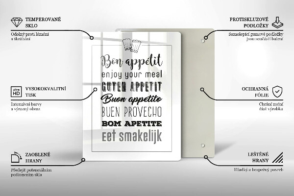 Chopping board glass Kitchen inscription, sentence