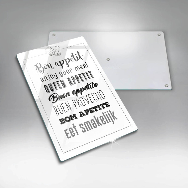 Chopping board glass Kitchen inscription, sentence