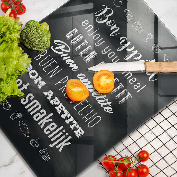 Chopping board glass Kitchen inscription, sentence