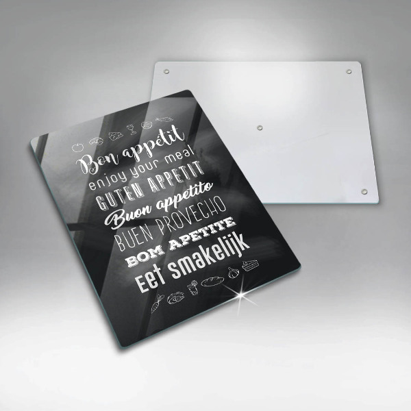 Chopping board glass Kitchen inscription, sentence