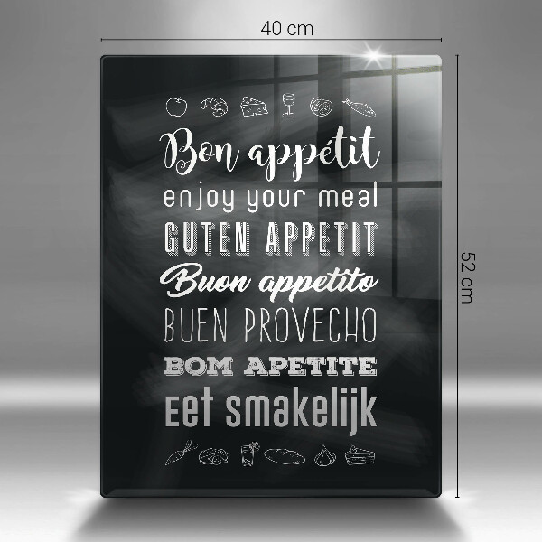 Chopping board glass Kitchen inscription, sentence