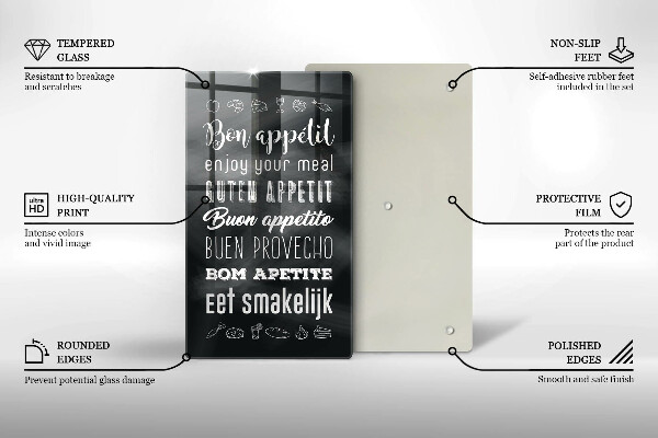 Chopping board glass Kitchen inscription, sentence