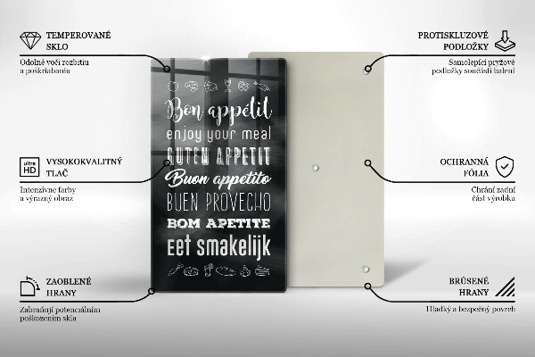 Chopping board glass Kitchen inscription, sentence