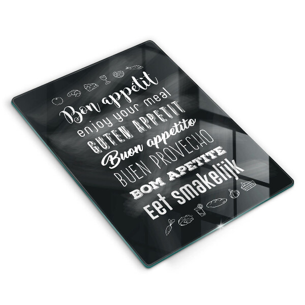 Chopping board glass Kitchen inscription, sentence