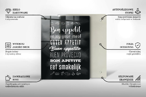 Chopping board glass Kitchen inscription, sentence