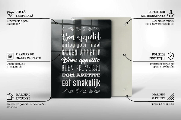 Chopping board glass Kitchen inscription, sentence