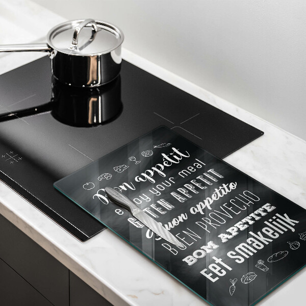 Chopping board glass Kitchen inscription, sentence