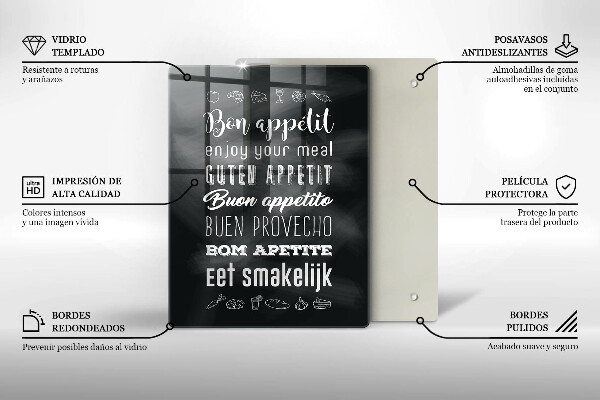 Chopping board glass Kitchen inscription, sentence