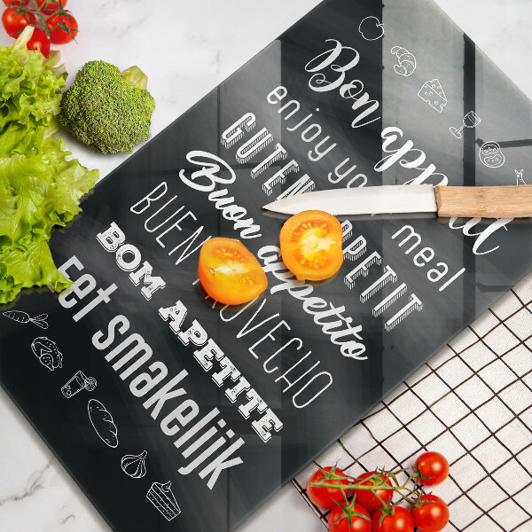 Chopping board glass Kitchen inscription, sentence
